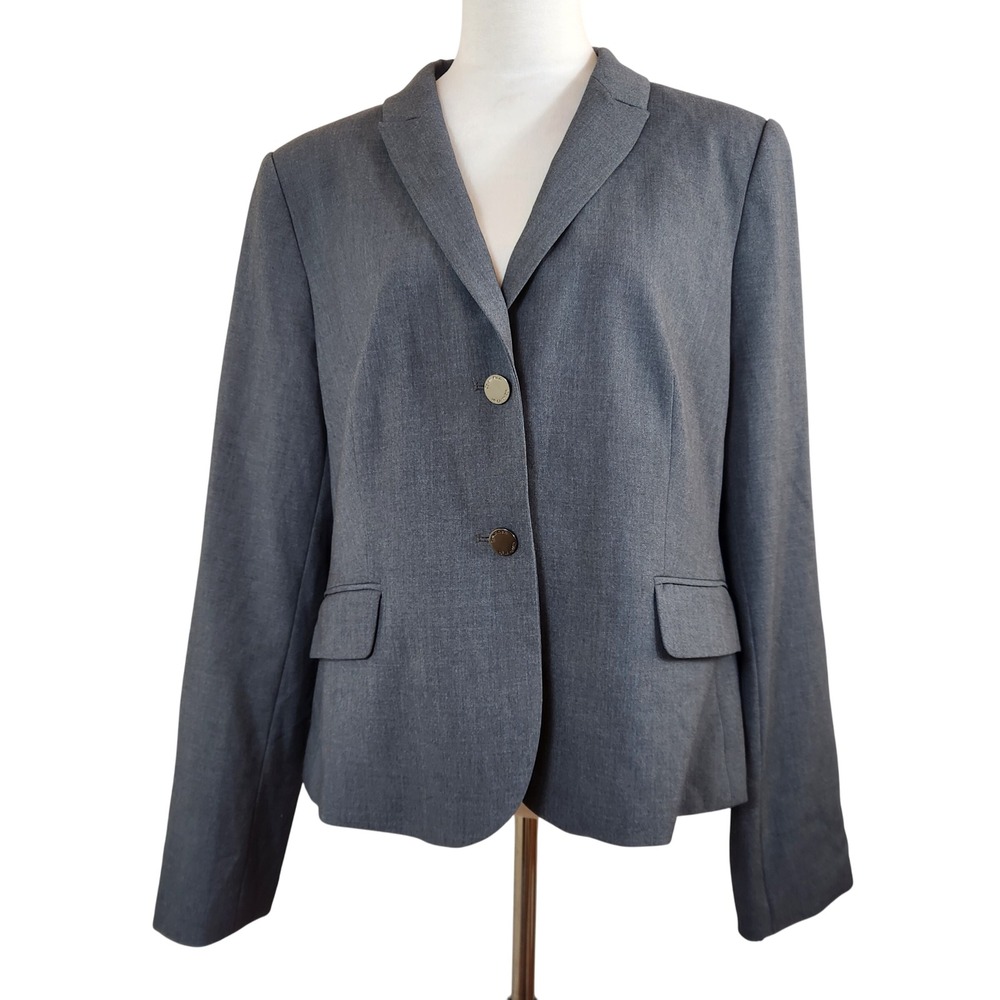 Calvin Klein Blazer Womens 16 Charcoal Gray 2 Button Career Office Jacket NWT